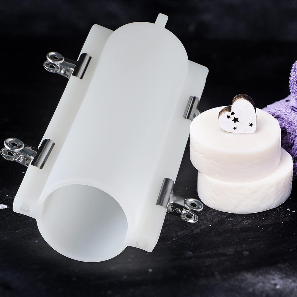 Candle Supplies Storage - 大きな円筒形石鹸型（クリップ付き）、1000mlシリコン製円柱型、DIY石鹸、手作りキャンドル用石鹸製造用品