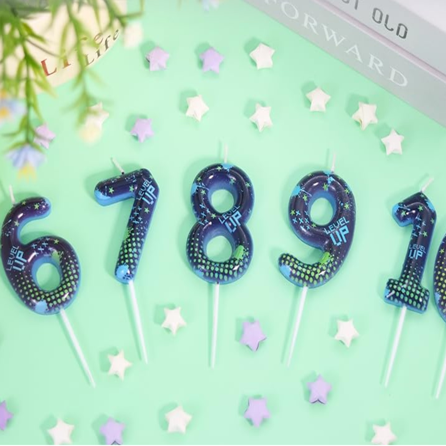 Candle For Supplies - 青いゲームボーイ 0-9 数字の誕生日キャンドル、ビデオゲームケーキデコレーション、要塞戦サンドボックスパーティー用品