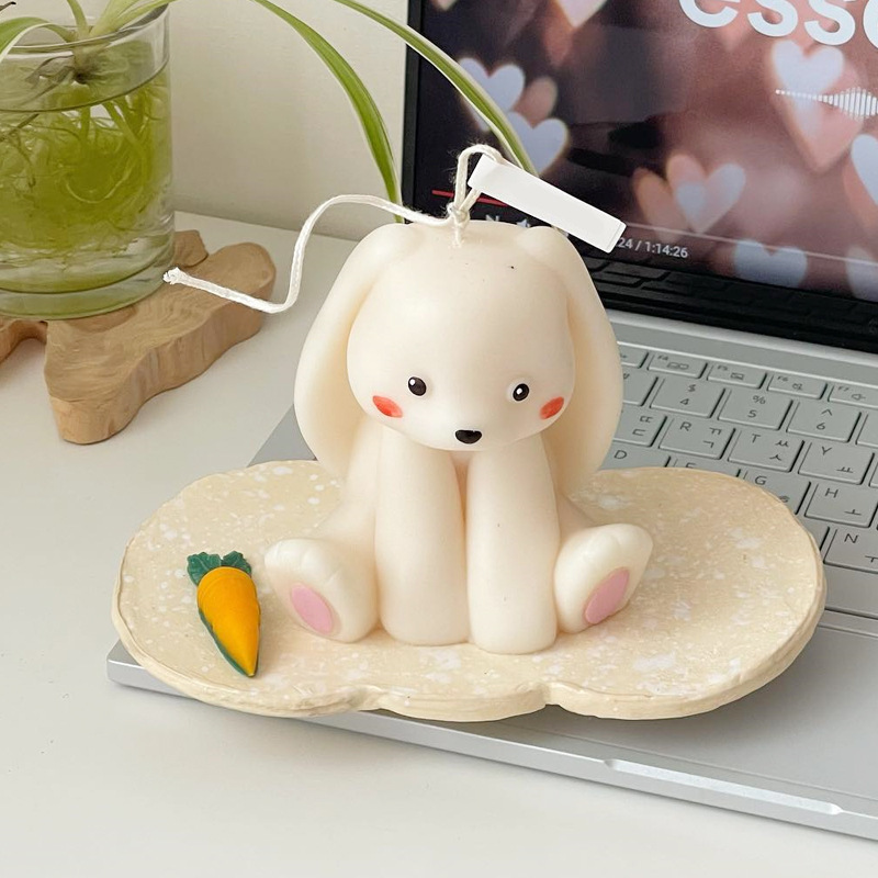 Candle Supplies Storage - ウサギの形をしたシリコンキャンドル型,かわいい3Dウサギ,動物の石膏,樹脂石鹸,消耗品,家の装飾,結婚式の贈り物