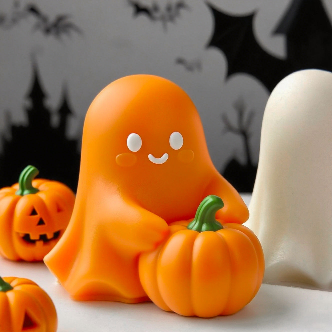 Candle Supplies Store - ハロウィンゴーストカボチャシリコンモールド DIY カボチャアロマキャンドル石膏装飾モールドハロウィン幽霊キャンドル作成用品