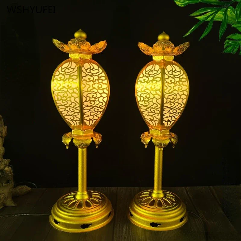 Candle Supplies Europe - 高さ24cmのアルミニウム製金メッキ宮殿用燭台、仏教寺院用品、寺院、家庭用祭品、風水祝福