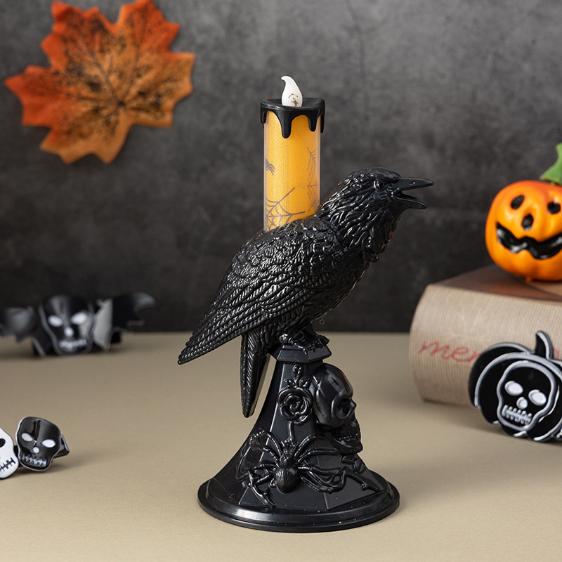 黒カラス像燭台ハロウィン用品キャンドルランプ家の装飾デスクラ - Candle Supplies Europe のレビューと価格