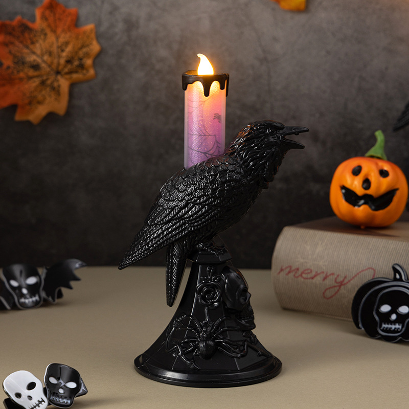 黒カラス像燭台ハロウィン用品キャンドルランプ家の装飾デスクラ - Candle Supplies Europe のレビューと価格