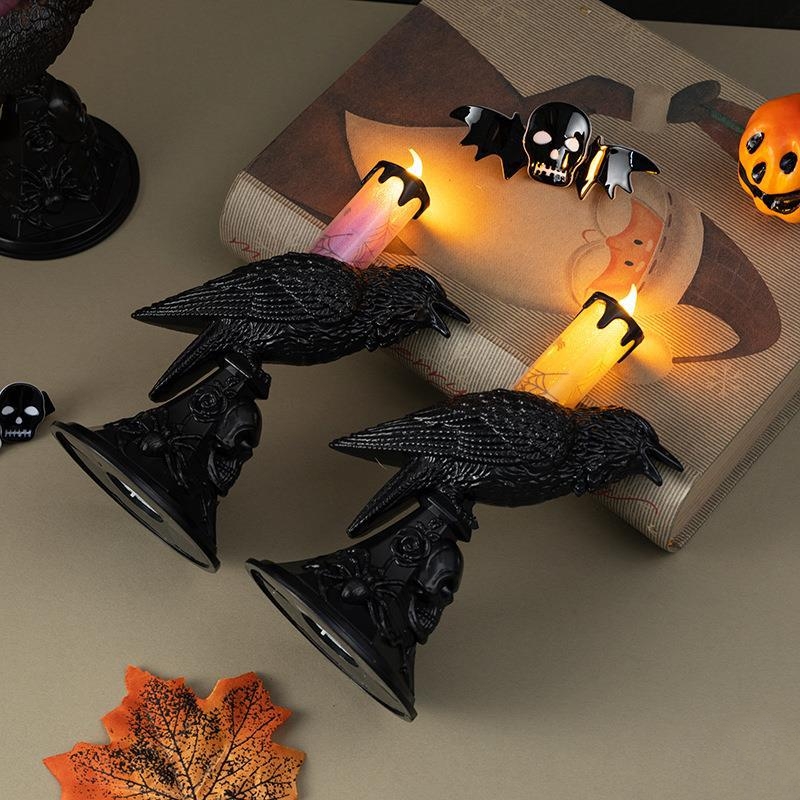 黒カラス像燭台ハロウィン用品キャンドルランプ家の装飾デスクラ - Candle Supplies Europe のレビューと価格