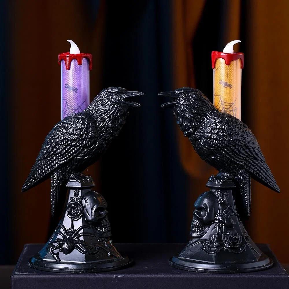 黒カラス像燭台ハロウィン用品キャンドルランプ家の装飾デスクラ - Candle Supplies Europe のレビューと価格
