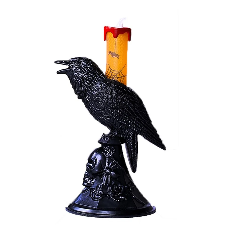 新しい黒カラス像光る燭台 LED キャンドルライトハロウィン - Candle Supplies Europe のレビューと価格