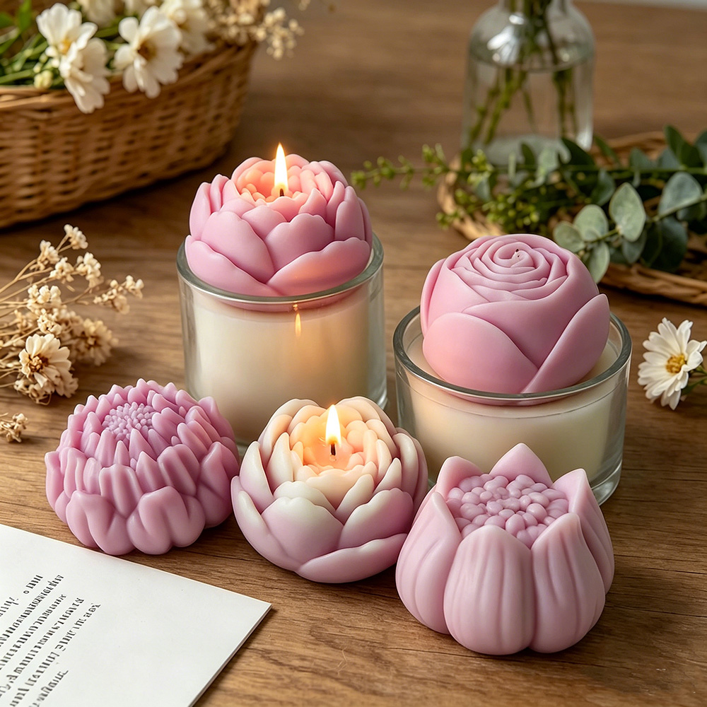 3Dフラワーシリコンモールド牡丹バラ蓮キャンドル作成用品アロ - Candle Supplies Store のレビューと価格