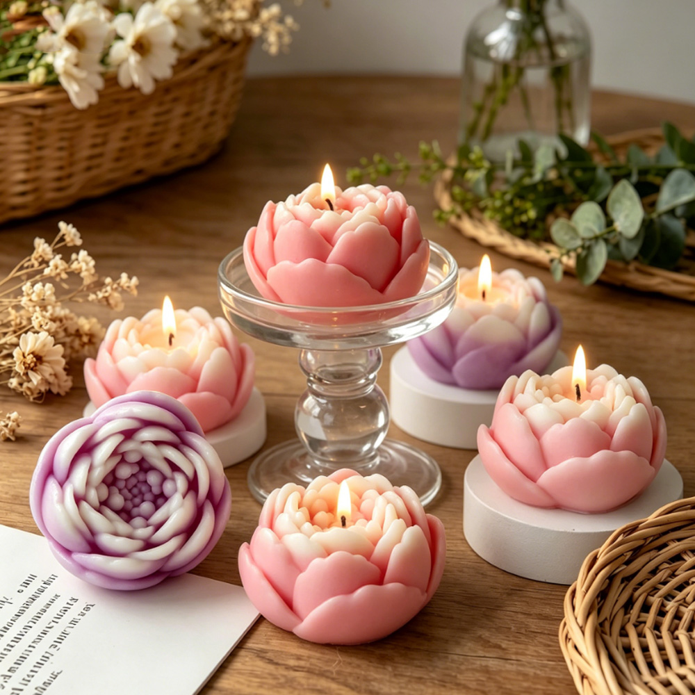 3Dフラワーシリコンモールド牡丹バラ蓮キャンドル作成用品アロ - Candle Supplies Store のレビューと価格