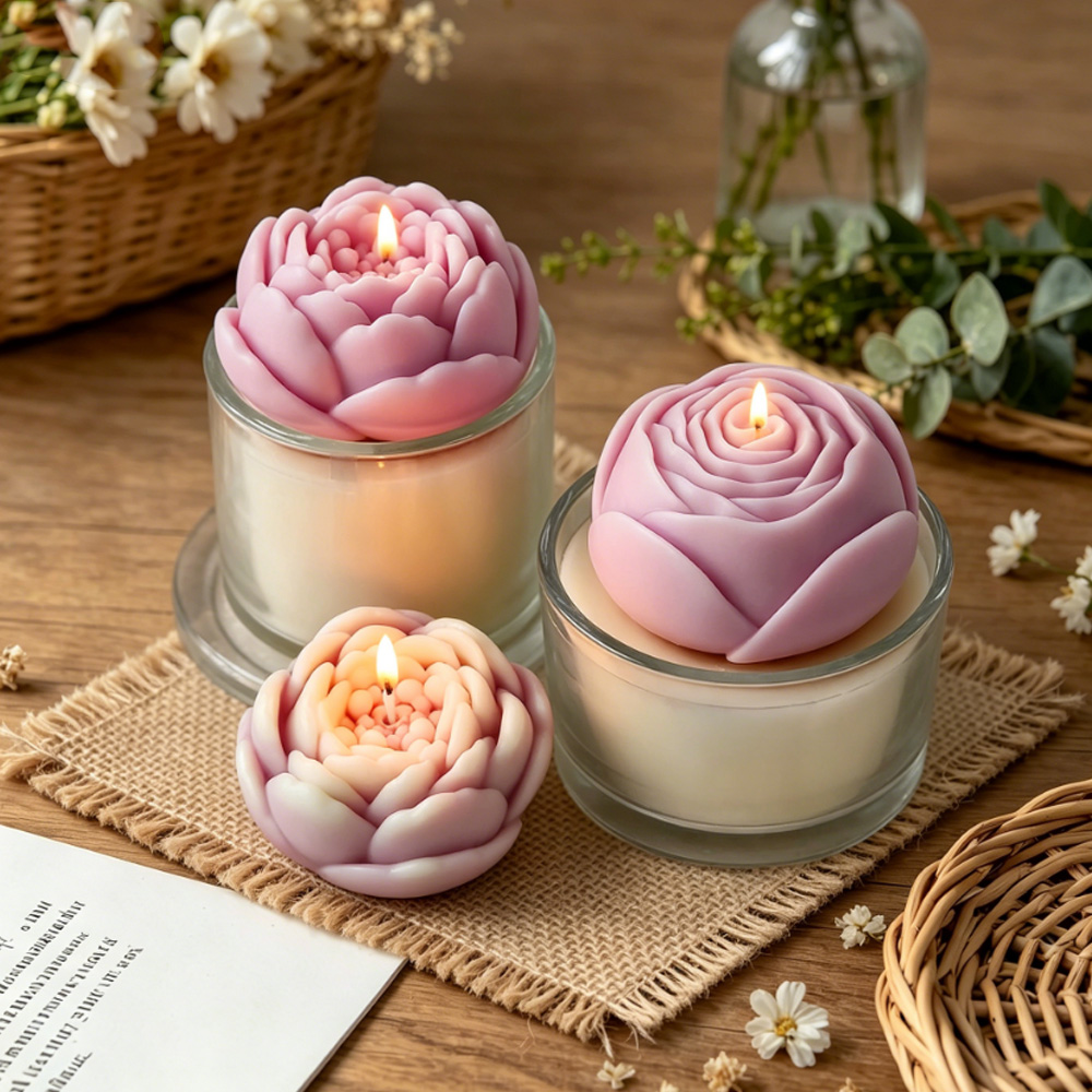 3Dフラワーシリコンモールド牡丹バラ蓮キャンドル作成用品アロ - Candle Supplies Store のレビューと価格
