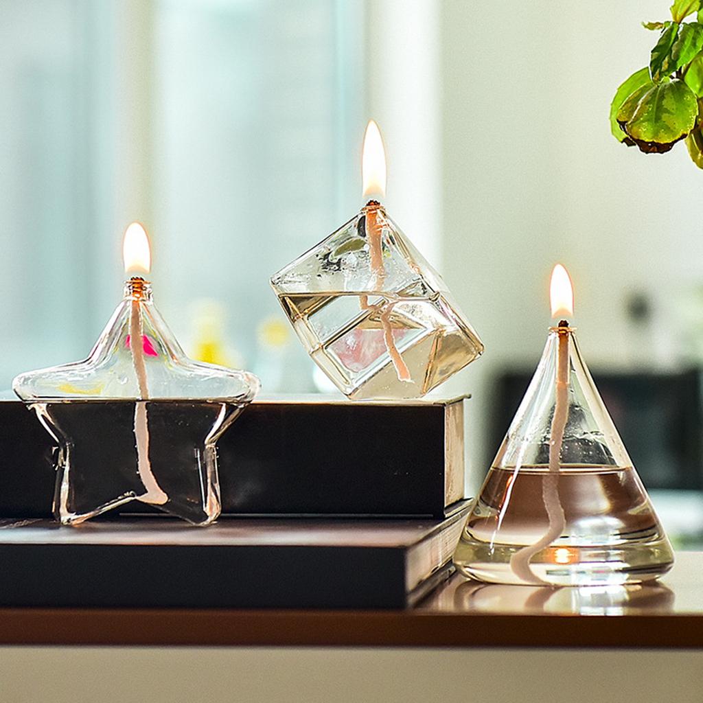 ロマンチックな詰め替え可能なガラスオイルランプクリアオイル燃 - Candle Zero のレビューと価格