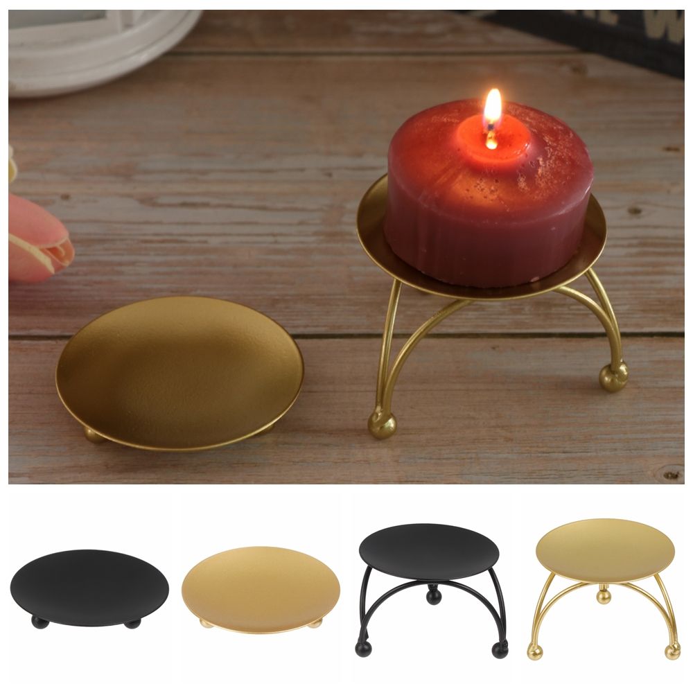 北欧スタイルのキャンドルホルダーブラックゴールドラウンドプレ - Candle Supplies Europe のレビューと価格