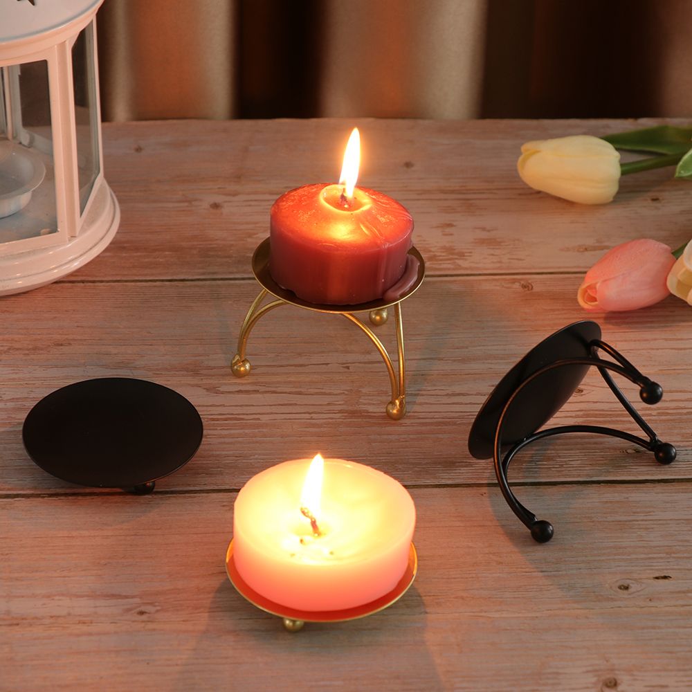 北欧スタイルのキャンドルホルダーブラックゴールドラウンドプレ - Candle Supplies Europe のレビューと価格