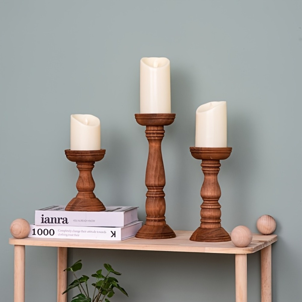 ヴィンテージ木製キャンドルホルダー 3 個バレンタインデー結 - Candle Zero のレビューと価格