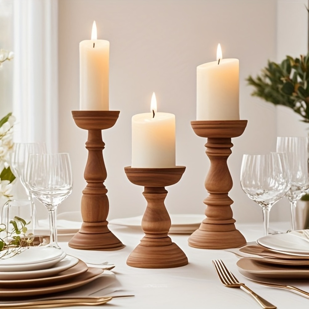 ヴィンテージ木製キャンドルホルダー 3 個バレンタインデー結 - Candle Zero のレビューと価格