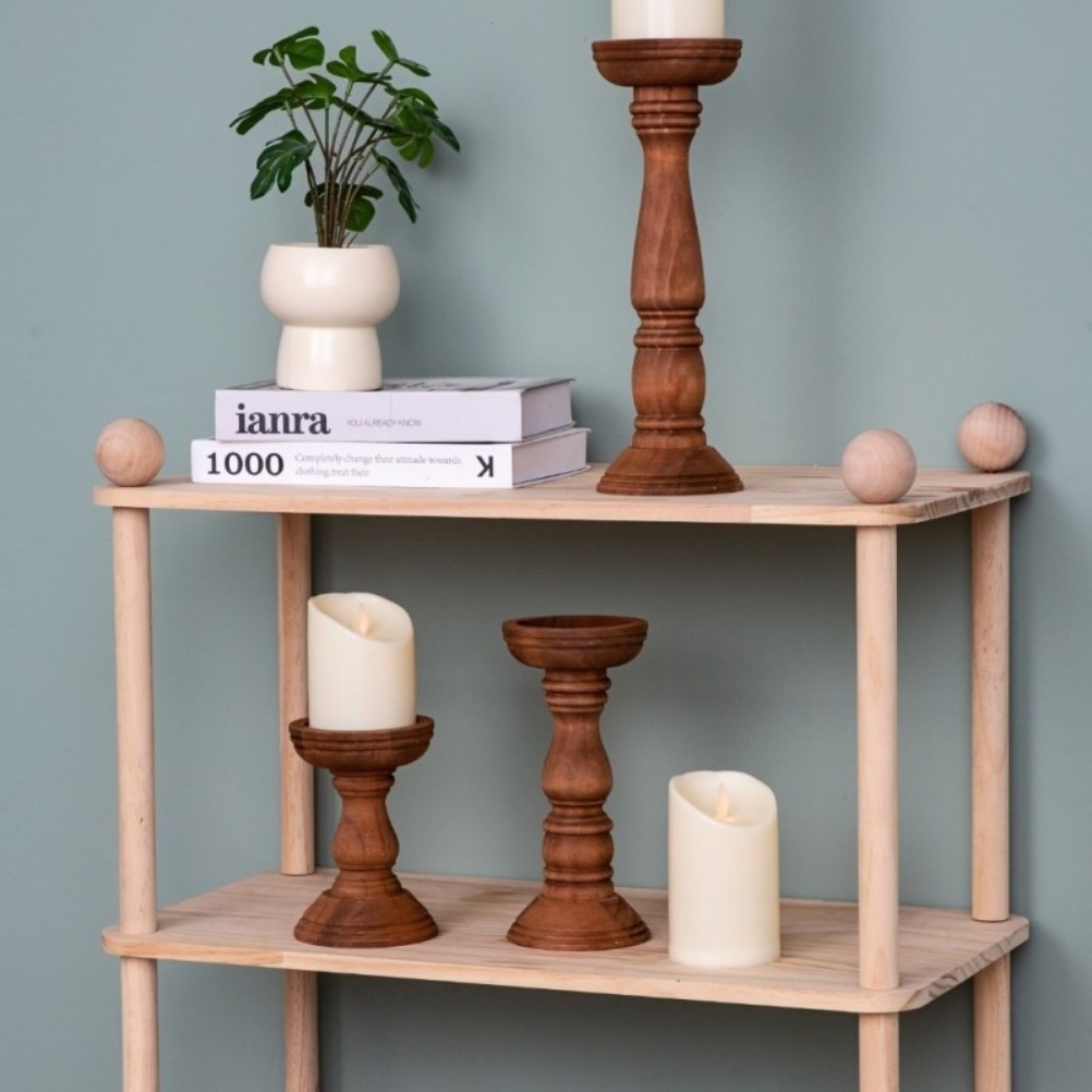 ヴィンテージ木製キャンドルホルダー 3 個バレンタインデー結 - Candle Zero のレビューと価格