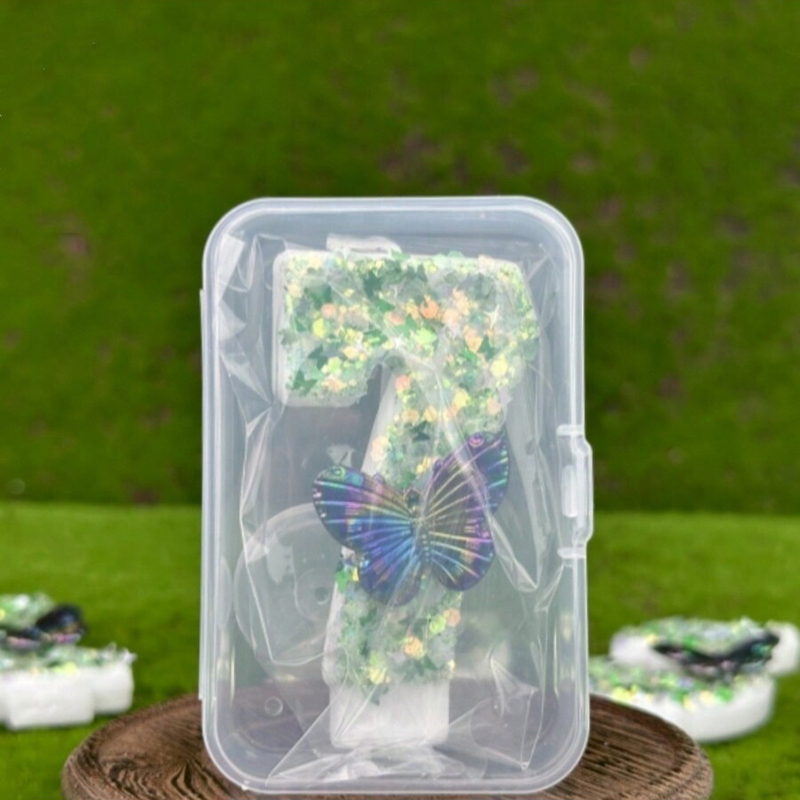 1Pc グリーンスパンコール番号 0-9 蝶ケーキキャンドル - Candle For Supplies のレビューと価格