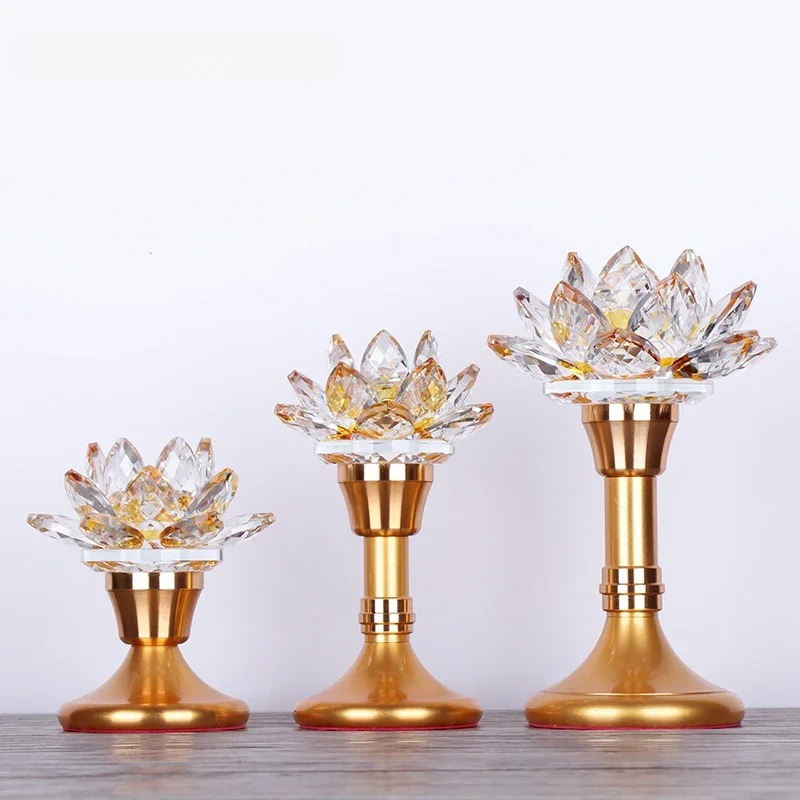 カラフルなガラス製蓮の花模様のキャンドルスタンド、菩薩様式の - Candle Supplies Europe のレビューと価格