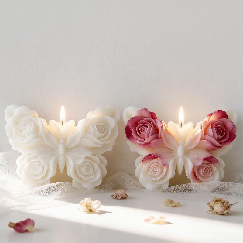 DIY ローズバタフライフォームシリコーン型手作りアロマキャ - Candle Supplies Storage のレビューと価格
