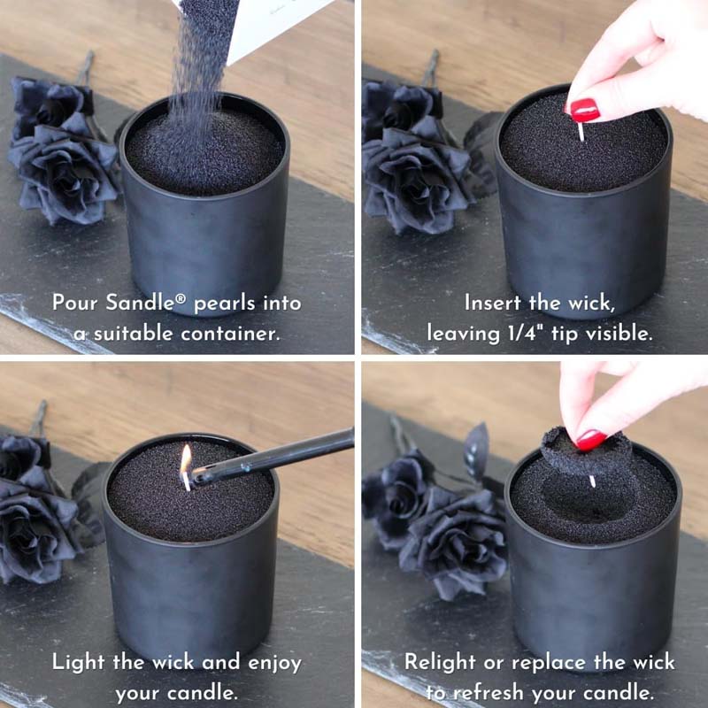 黒色のキャンドルサンド（芯付き）、200g、10個の芯付きパ - Candle Supplies Storage のレビューと価格