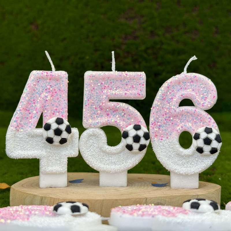ピンクホワイトスパンコールスポーツフットボールデジタルバース - Candle For Supplies のレビューと価格