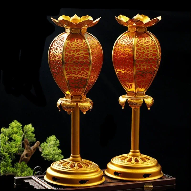 高さ24cmのアルミニウム製金メッキ宮殿用燭台、仏教寺院用品 - Candle Supplies Europe のレビューと価格